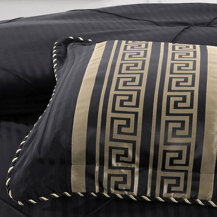 Bianca Raffaello Black 6 Pcs Jacquard Comforter Set Super King.