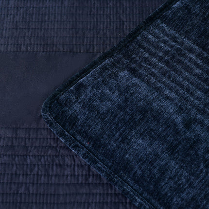 Bianca Cyrano Indigo Soft Velvet Polyester Quilted Coverlet Set Single/Double.