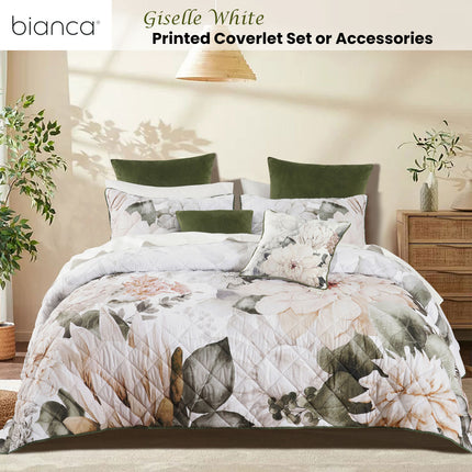 Bianca Giselle White Polyester Printed Floral Coverlet Set Super King.