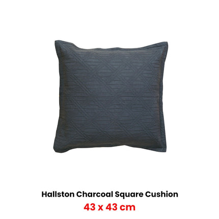 Bianca Hallston Charcoal Square Filled Cushion 43 x 43cm.