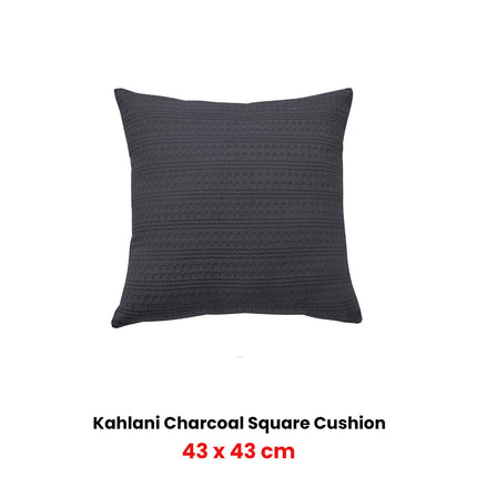 Bianca Kahlani Charcoal Waffle Square Filled Cushion 43 x 43cm.