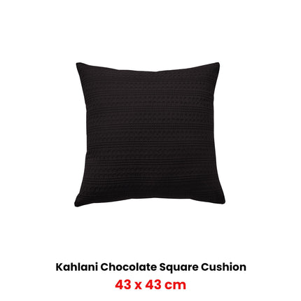 Bianca Kahlani Chocolate Waffle Square Filled Cushion 43 x 43cm.