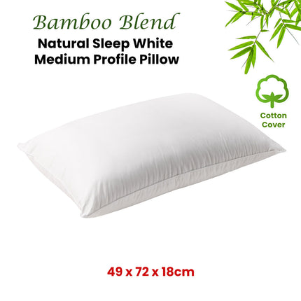 Bianca Natural Sleep White Bamboo Blend Medium Profile Pillow.