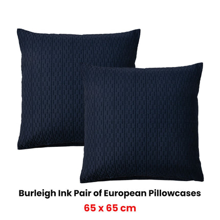 Bianca Pair of Burleigh Ink European Pillowcases 65 x 65cm.