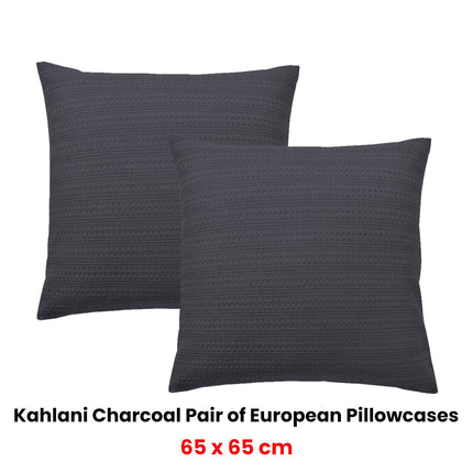 Bianca Pair of Kahlani Charcoal European Pillowcases 65 x 65cm.