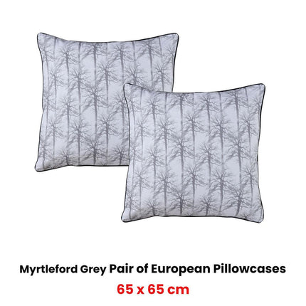 Bianca Pair of Myrtleford Grey European Pillowcases 65 x 65cm.