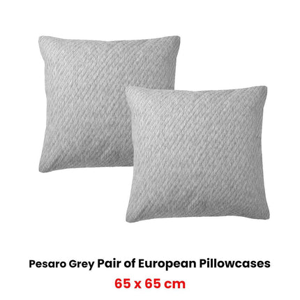 Bianca Pair of Pesaro Grey European Pillowcases 65 x 65cm.