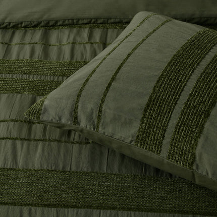 Bianca Avery Forest Chenille Striped Quilt Cover Set King.