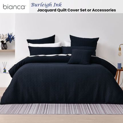 Bianca Burleigh Ink Jacquard Quilt Cover Set Queen.