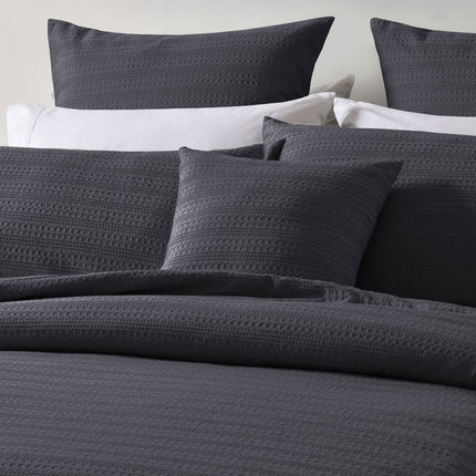Bianca Kahlani Charcoal Waffle Quilt Cover Set Super King.