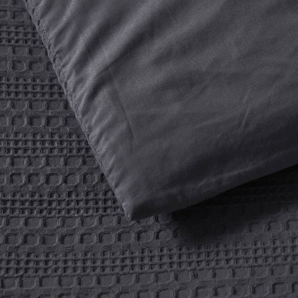 Bianca Kahlani Charcoal Waffle Quilt Cover Set Super King.
