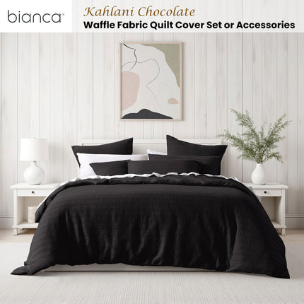 Bianca Kahlani Chocolate Waffle Quilt Cover Set Queen.
