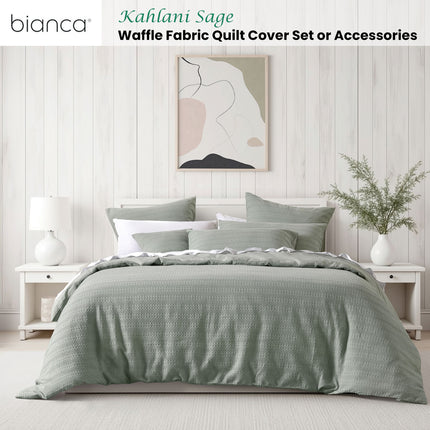 Bianca Kahlani Sage Waffle Quilt Cover Set Double.