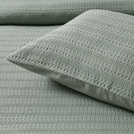 Bianca Kahlani Sage Waffle Quilt Cover Set Queen.
