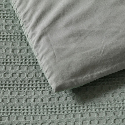 Bianca Kahlani Sage Waffle Quilt Cover Set Queen.