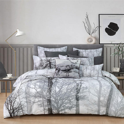 Bianca Myrtleford Grey Cotton Sateen Quilt Cover Set Queen.
