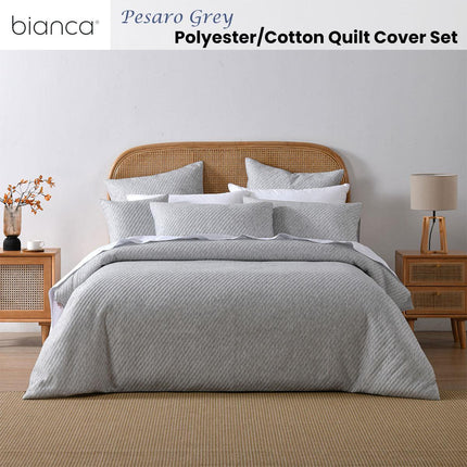 Bianca Pesaro Grey Polyester Cotton Quilt Cover Set King.