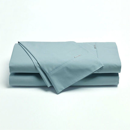 Bianca Heston Cotton Percale Sheet Set Steel Blue King Single.
