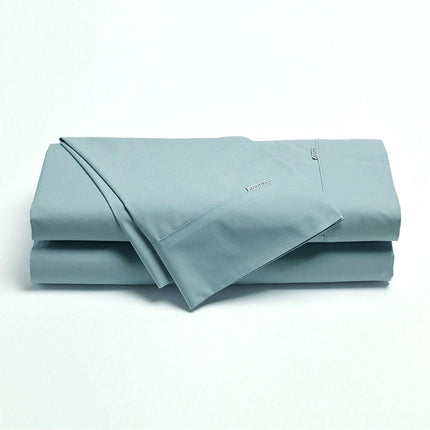 Bianca Heston Cotton Percale Sheet Set Steel Blue King Single.