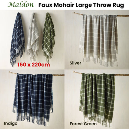 Bianca Maldon Faux Mohair Large Throw Rug 150 x 220 cm Silver.