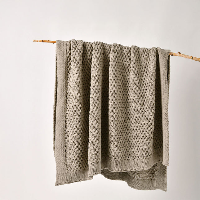 Bianca Sofala Taupe Polyester Chenille Throw Rug 130 x 170 cm.