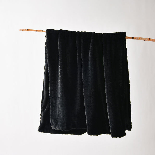 Bianca Tambar Black Faux Fur Throw Rug 130 x 170 cm.