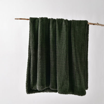 Bianca Tambar Forest Green Faux Fur Throw Rug 130 x 170 cm.