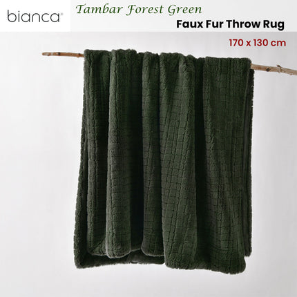 Bianca Tambar Forest Green Faux Fur Throw Rug 130 x 170 cm.