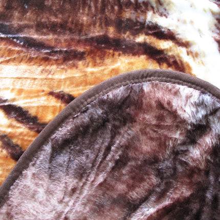 375gsm 1 Ply 3D Print Faux Mink Blanket Queen 200x240 cm Tiger Family.