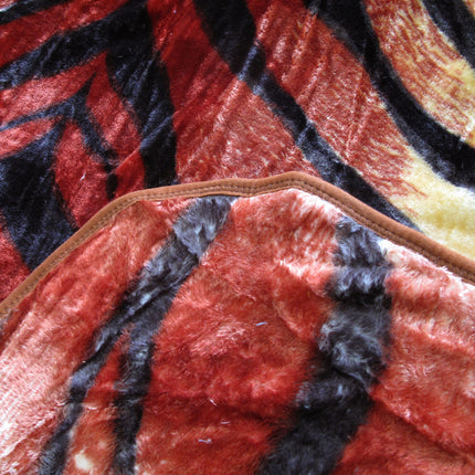 375gsm 1 Ply Animal Print Faux Mink Blanket Queen 200x240 cm Tiger.