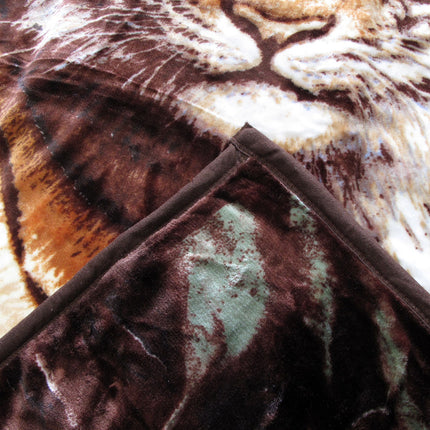 675gsm 2 Ply 3D Print Faux Mink Blanket Queen 200x240 cm Tiger Family.