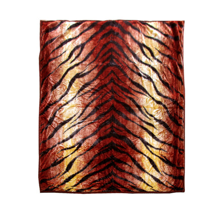 675gsm 2 Ply Animal Print Faux Mink Blanket Queen 200x240 cm Tiger.