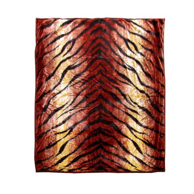 675gsm 2 Ply Animal Print Faux Mink Blanket Queen 200x240 cm Tiger.