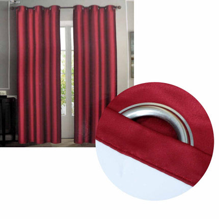 Emporio Hudson Pair of Coated Back Blockout Eyelet Curtains 137 x 213cm each Cherry Red (Labelled as Burgundy).