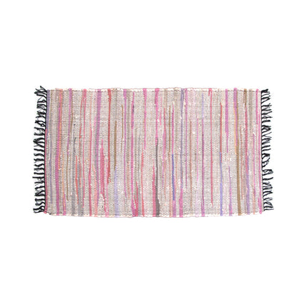 Tonal Chindi Cotton Handmade Floor Mat with Tassels 70 x 120 cm Bright Multi.