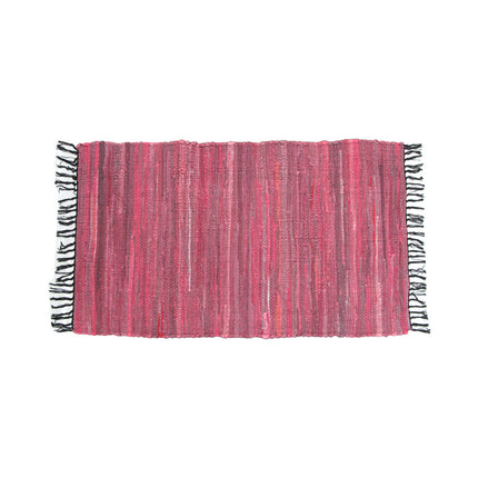 Tonal Chindi Cotton Handmade Floor Mat with Tassels 70 x 120 cm Pink.