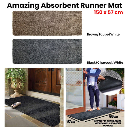 Amazing Absorbent Runner Mat 150 x 57 cm Brown/Taupe/White.