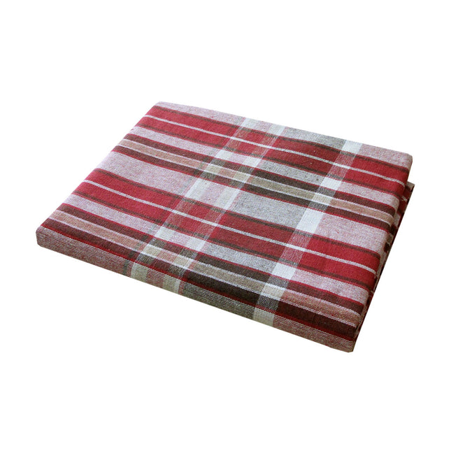 Cotton Plaid Checks Oblong Table Cloth Red 130 x 180cm.
