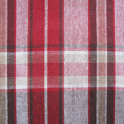 Cotton Plaid Checks Oblong Table Cloth Red 130 x 180cm.