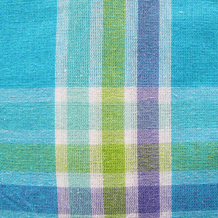Cotton Plaid Checks Oblong Table Cloth Blue 150 x 230cm.