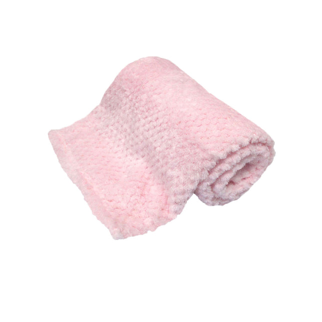 180GSM Soft Popcorn Coral Fleece Throw Rug 127 x 152cm Baby Pink.
