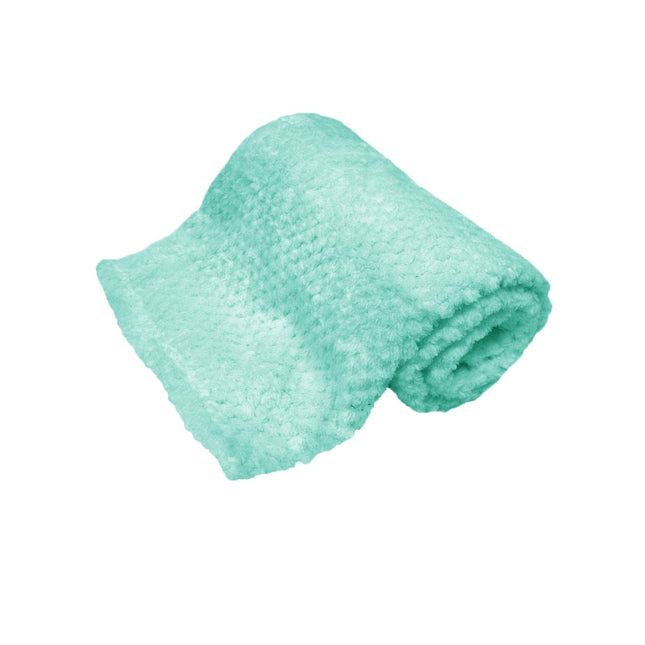 180GSM Soft Popcorn Coral Fleece Throw Rug 127 x 152cm Light Turquoise.