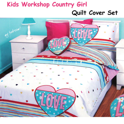 Kids Workshop Country Girl Quilt Cover Set Single.