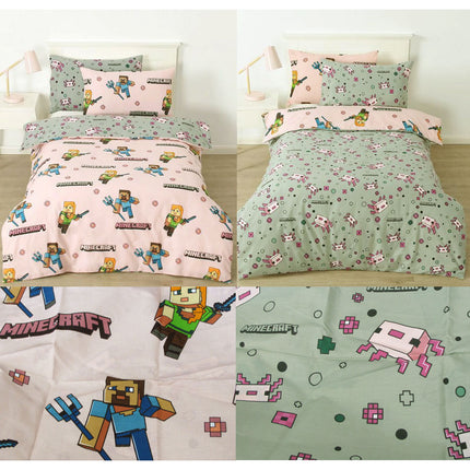 MOJANG Minecraft Reversible Cotton Boys Girls Quilt Cover Set Double.