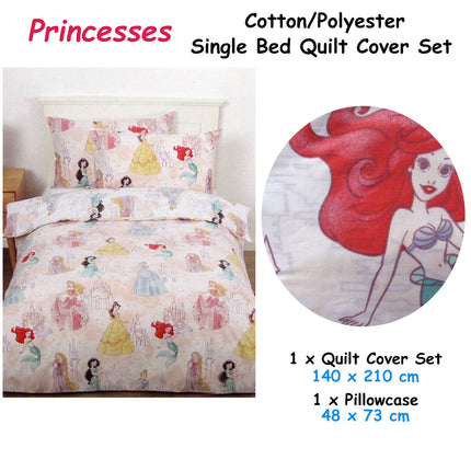 Caprice Disney Princesses Pink Licensed Quilt Cover Set Single.