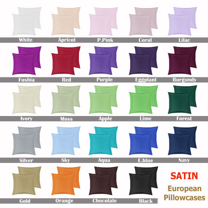 PepperMIll Satin European Pillowcases ( Pair ) PURPLE.