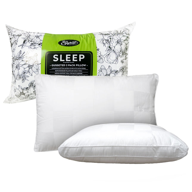Easyrest Sleep Twin Pack Gusseted Medium Standard Pillows.