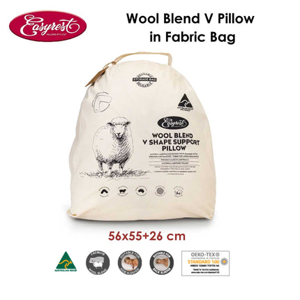 Easyrest Wool Blend V Pillow in Fabric Bag.