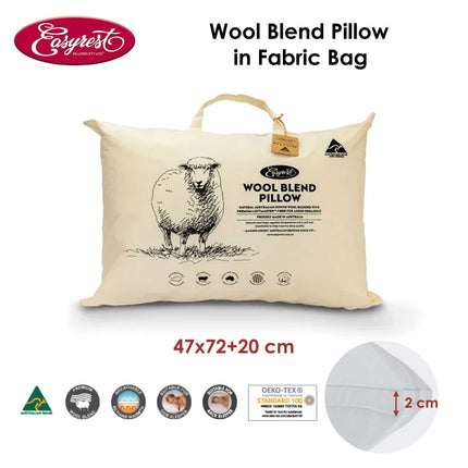 Easyrest Wool Blend Standard Pillow in Fabric Bag 47 x 72 + 20 cm.