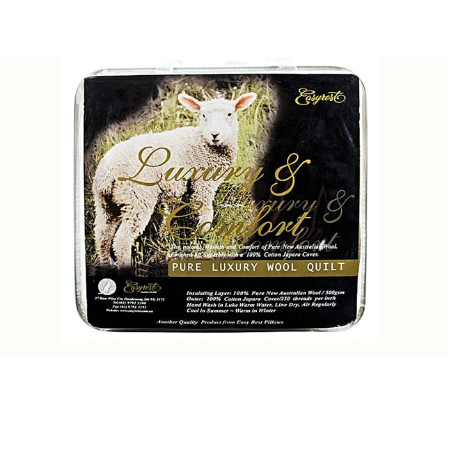 Easyrest 500GSM Winter Weight Australian Made Washable Wool Quilt Queen.